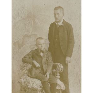 1800s Cabinet Card Portrait Photograph Victorian Boy Sibling Teen Chicago IL